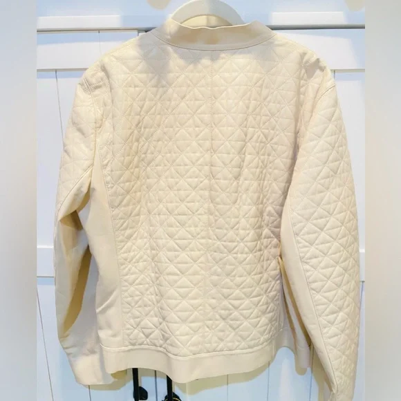 Lafayette 148 New York Cream Quilted Bomber Jacket Size XL ✨PRISTINE CONDITION✨ - Picture 5 of 8